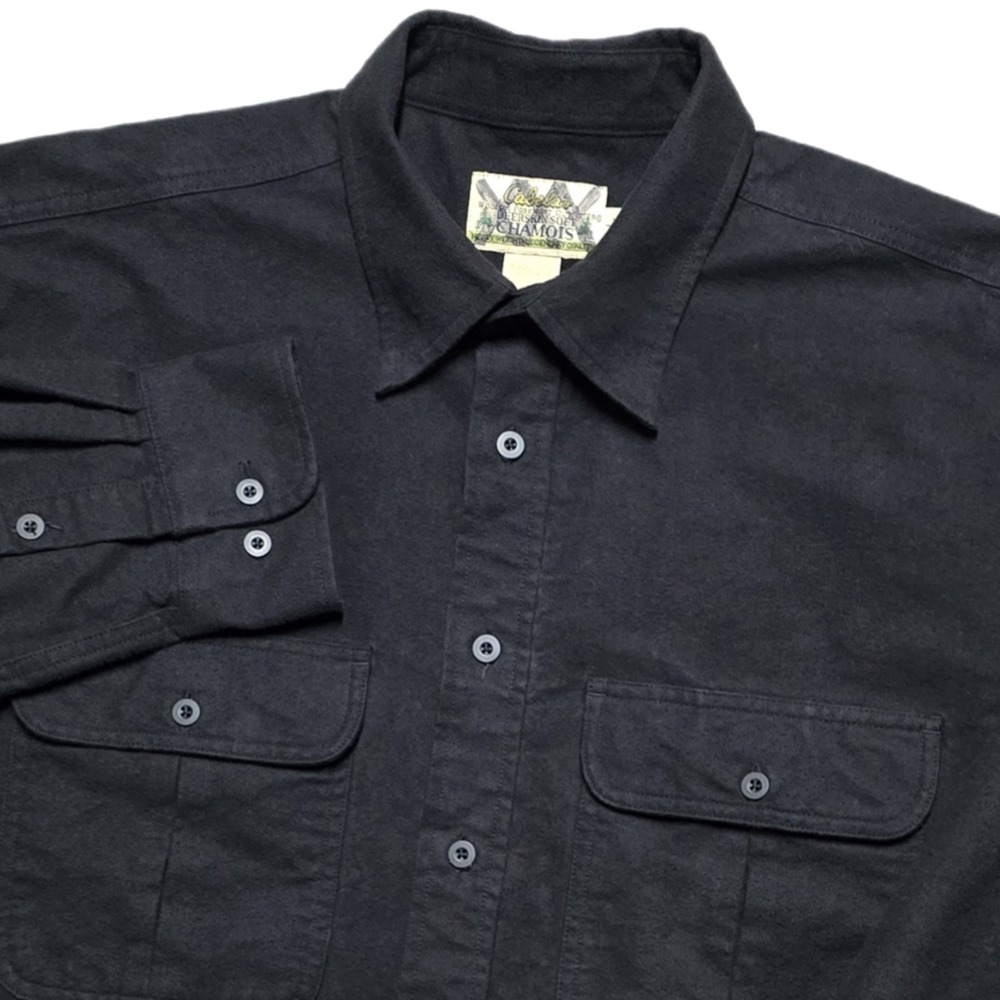 VTG Cabelas Deerskin Soft Chamois Shirt Mens XLT Black Long Sleeve Button 90s